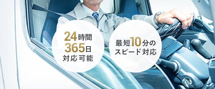 24時間365日対応可能・最短10分のスピード対応